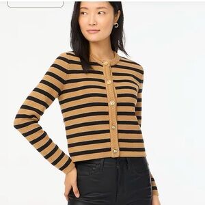 J Crew Striped cotton lady jacket cardigan sweater